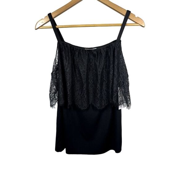 BAILEY/44 Women's Montage Lace Overlay Cold-Shoulder Top Black Size Small - NWT - Picture 2 of 11
